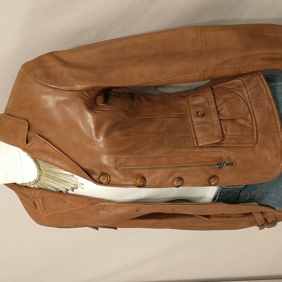Danier Leather Jacket w Tags Cognac XS Buckles & Pockets - Picture 8 of 16